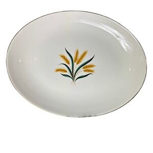 Homer Laughlin Rhythm Royal Harvest Oval Serving Platter Gold Trim 11.5" Vintage